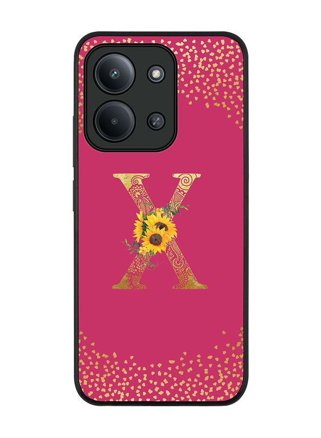 For Xiaomi Poco C85 4G Case,Slim fit Camera Protection, Shockproof Thin Phone cover  - Custom Floral Monogram - X ( Deep Pink )